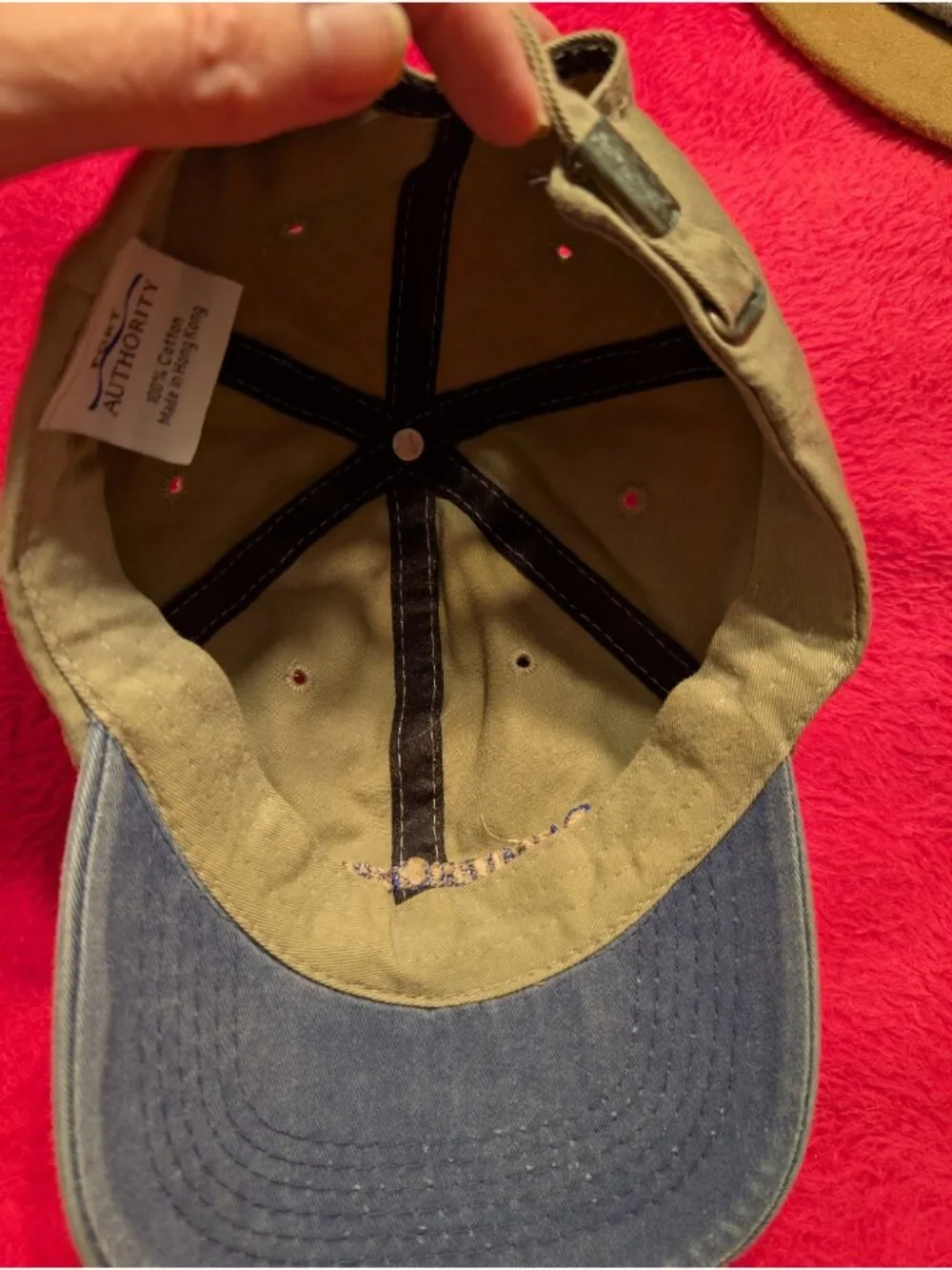Vintage 90s DaimlerChrysler Hat Port Authority Khaki Blue Automotive Dad Cap